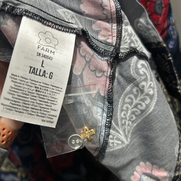 Farm Rio Black Valentina Wrap Viscose Mini Dress. L. NWT - Picture 9 of 13